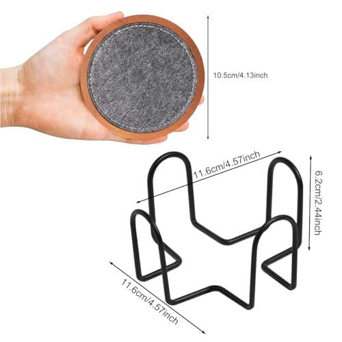 Wood Coaster for Drinks, Set of 5, Absorbent and Insulation Felt Stackable Cup Holders, Coasters for Wooden Table,4.15 inch