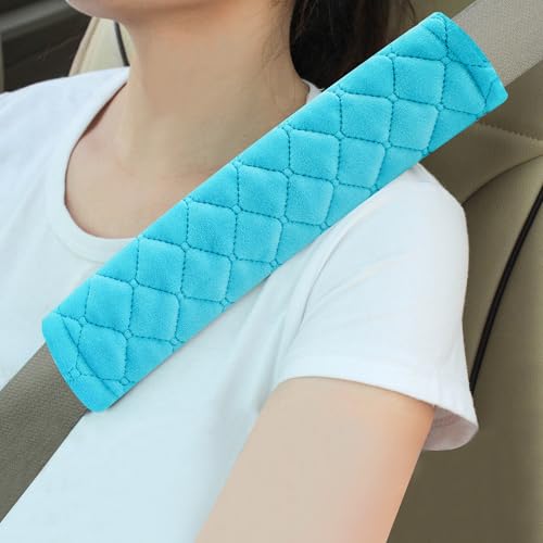 Amooca Soft Auto Seat Belt Cover Seatbelt Shoulder Pad Cushions 2 PCS for a More Comfortable Driving Universal Fit for All Cars and Backpack Blue - color: Blue
