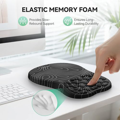 TECKNET Ergonomic Mouse Pad with Wrist Rest, Soft Mousepad with Massage Design, Memory Foam and Non-Slip PU Base for Pain Relief, Gaming Mouse Pad for Desk, Home, Office, 12x8 Inches, Black White - color: Black White