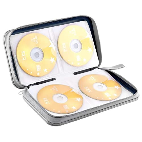 DVD Case, Bivisen CD Case Holder Wallet Binder 96 Capacity CD/DVD Cases Storage Holder Binder Organizer Wallet Book for Car Home Travel (Dark Blue) - color: Dark Blue
