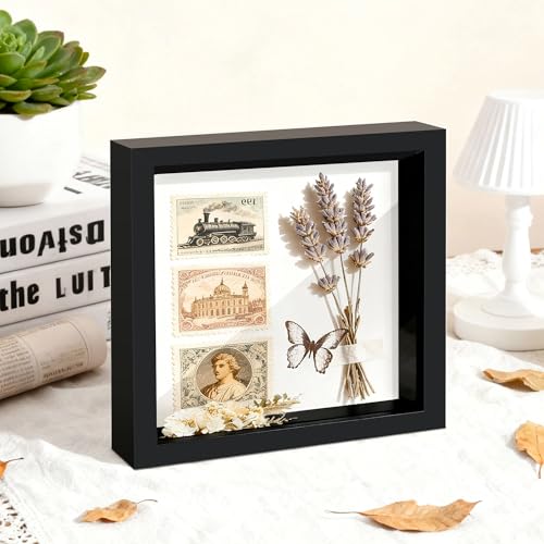 Picrit 10x10 Shadow Box Frame Set of 2, Display Case Box with High Definition Real Glass and Black Back for Memorabilia, Baby Items, Wedding Memories, Crafts, Tickets and Photos, Black - color: Black, size: 10x10-2P