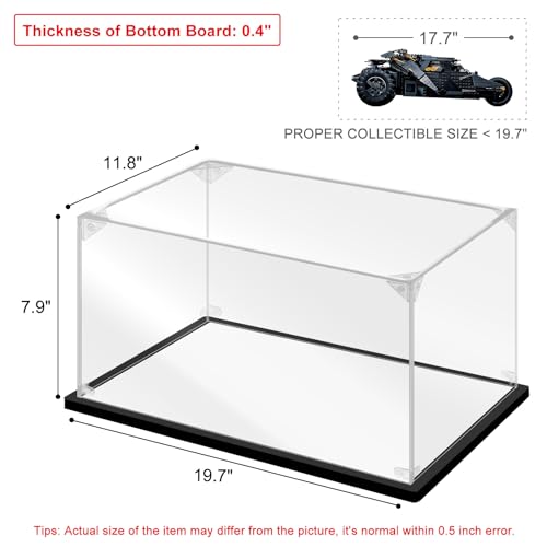 Acrylic Display Case for Collectibles Assemble Acrylic Display Box for Lego 76240 Building Set Clear Acrylic Case for Display Action Figures Car Model Toys(Black,19.7*11.8*7.9 inch) - size: 19.7*11.8*7.9 inch