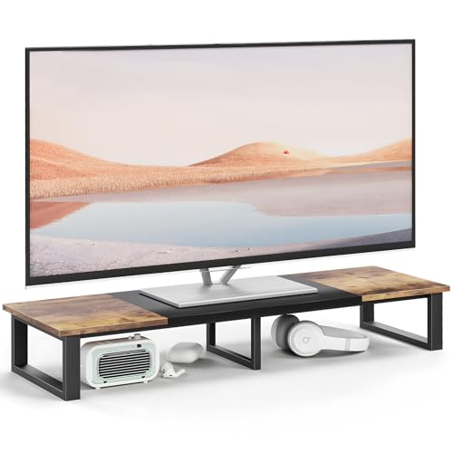 aboxoo 45" TV Riser for 32-60 inch TV, TV Riser Stand Shelf, Tabletop TV Stand Riser, Computer Monitor Table for Home Living Room, Study Office (Brown) - color: Brown, size: 45 inch