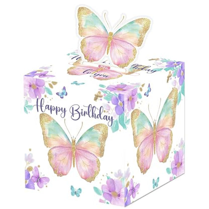 Butterfly Birthday Money Pull Box for Cash, Happy Birthday Butterfly Boxes Gifts for Money Pull Out Card, 50Pcs Transparent Bags - color: White