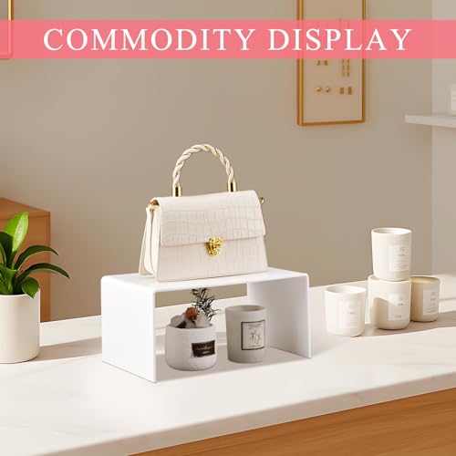 RattanView 3 Pcs Extra Large 12, 11, 10.25 Inch White Acrylic Display Risers Rectangular Acrylic Shelf Riser Display Stands 5 mm Thick for Collectibles Figures Cupcakes Plants
