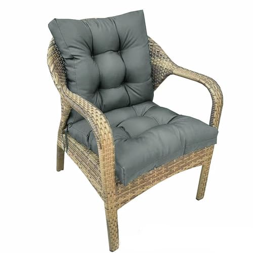 Outdoor Chair Cushions All Weather Replacement Patio Seat Pads Waterproof Outdoor Patio Furniture Cushions with Back and Ties for Wicker Chairs,41.7 * 20.8" Dark Grey - color: Dark Grey