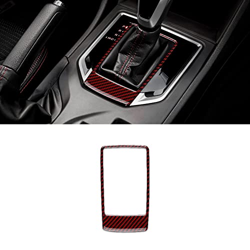 AIRSPEED Carbon Fiber Car Gear Shift Knob Panel Cover Center Console Sticker Interior Trim for Subaru Impreza 2017-2023 Crosstrek 2018-2023 Accessories (Black with Red) - color: Center Panel Cover-Black with Red