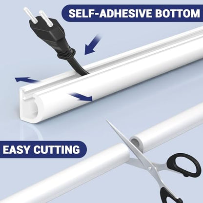 Cord Hider Wall, Flexible Cable Conceale, Self-Adhesive Silicone Wire Hider | Applicable to TV Powers Home and Office, W0.59inxH0.39in, White, 78 in - size: 78 inch