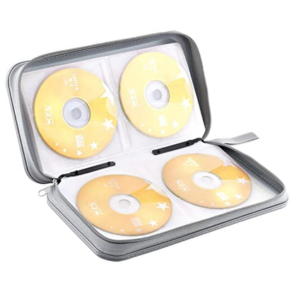 DVD Case, Bivisen CD Case Holder Wallet Binder 96 Capacity CD/DVD Cases Storage Holder Binder Organizer Wallet Book for Car Home Travel (Silver) - color: Silver