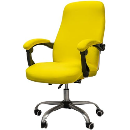 Melaluxe Office Chair Cover with Arm Covers - Universal Stretch Desk Chair Cover, Computer Chair Slipcovers (Size: L) - Yellow - color: Yellow, size: Large with Arm Cover