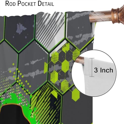Video Games Window Curtains, Green Honeycomb Gamepad Teens Gamer Controller Window Drapes for Kids Boys Girls Room Playroom 42" W X 45" L - color: Gamepad-10, size: 21"W x 45"L (Pack of 2)