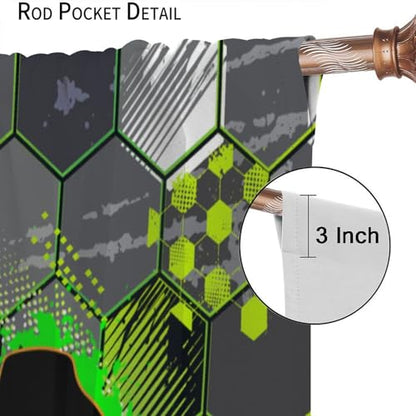 Video Games Window Curtains, Green Honeycomb Gamepad Teens Gamer Controller Window Drapes for Kids Boys Girls Room Playroom 42" W X 45" L - color: Gamepad-10, size: 21"W x 45"L (Pack of 2)