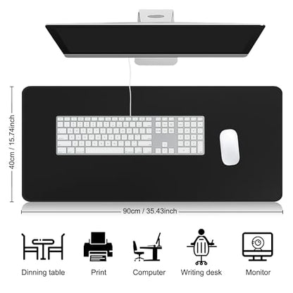 HGWALP Large Gaming Mouse Pad Extended XXL Mouse Mat Long Desk Pad with Stitched Edges for Keyboard Home Office Gaming Work Big Desk Pad (35.4x15.7IN,90x40) (Black) - color: Black