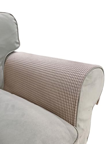 Couch Arm Covers for Sofa Chair, Waterproof Armrest Armchair Covers Non-Slip Recliner Slipcovers, Headrest Cover, Set of 2 (Sand, 24"×20") - color: Sand