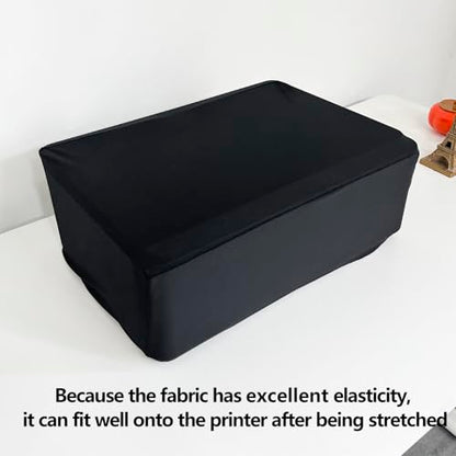 Universal Elastic Waterproof Printer Dust Cover - Minimalist Black Stretch Fabric Protector with Drawstring Closure & Metal Buckle for Most Printers