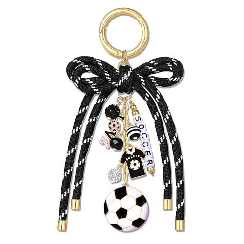 PHALIN Football Baseball Basketball Golf Bag Charms Keychain for Women Men Bow Purse Charm Sport Mom Gifts - style: Soccer-1