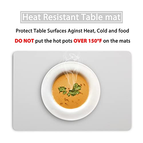Wipeable Placemats Leather Table Mats Waterproof Heat-Resistant Easy to Clean for Dining Table Set Kitchen Table (2, Slate Grey) - color: Slate Grey, size: set of 2