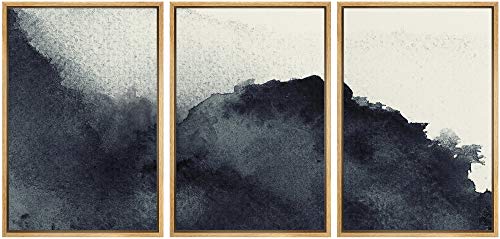 NWT Framed Wall Art Print Set Faded Black Watercolor Dots Abstract Shapes Illustrations Modern Art Bohemian Colorful Pastel for Living Room, Bedroom, Office - 16"x24"x3 Natural - color: Zen3-01, size: 16" x 24" x 3 Panels NATURAL