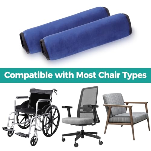 lefeke 2 Pack Wheelchair armrest Pads - Soft Velvet Foam armrest Covers for wheelchairs, Office Chairs and armchairs, etc., Effectively relieves arm Pressure and Prevents Soreness (Blue) - color: Blue