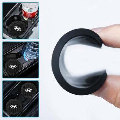 2PCS Car Cup Holder Coasters,Non-Slip Car Coasters for Hyundai Santa Fe Palisade Kona Elantra Drink Holder Compatible with ，Vehicle Inner Accessories for Cup Insert Mat,Silicone - color: Bd-xd