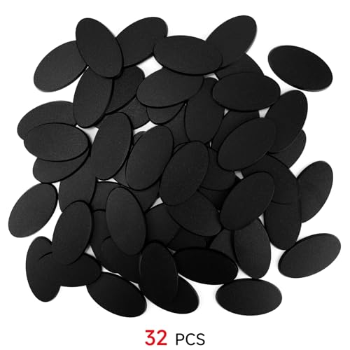 SIXPOINTS 32 Pieces Acrylic Miniature Bases,2.95x1.65 inch Model Bases 4mm/0.16inch Thick Circular Figure Display Stands Compatible with Gaming Miniatures or Wargames Role Playing Board Game Figure Toy - color: 32PCS-75X42mm-black elliptic