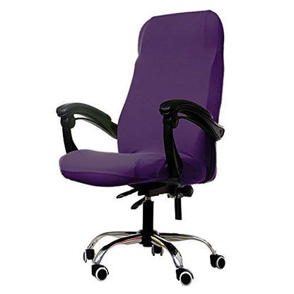 Melaluxe Office Chair Cover - Universal Stretch Desk Chair Cover, Computer Chair Slipcovers (Size: L) - Purple - color: Dark Purple, size: Large Chair Cover