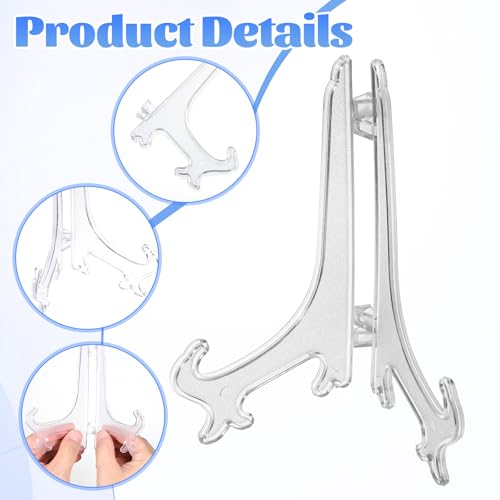 4 PCS 6" Clear Acrylic Display Stand/Plate Stands, Clear Plate Holder Easel, Folding Display Plate Holder for School Office Home Decoration