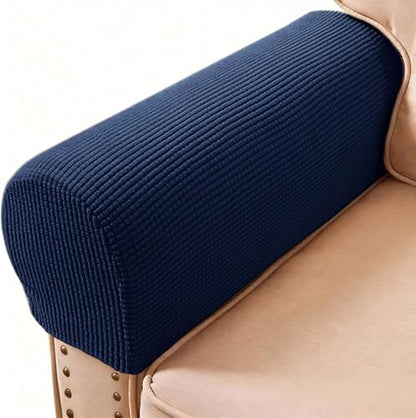 Sofa Couch Arm Chair Covers, Armrest Armchair Covers Stretch Recliner Slipcovers, Set of 2 (Navy) - color: Navy