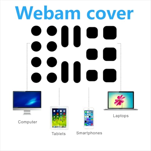 Universal Webcam Covers - Privacy Protection Accessory, No Residue Application, Safe Screen Closure - Dots,Squares and Bars, 18 Pieces - Black - color: Black18