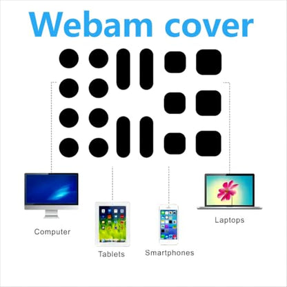 Universal Webcam Covers - Privacy Protection Accessory, No Residue Application, Safe Screen Closure - Dots,Squares and Bars, 18 Pieces - Black - color: Black18