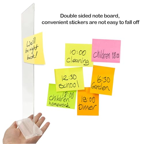 Removable Sticky Note Holder Double-Sided Acrylic Desktop Memo Message Board Transparent Adhesive Note Organizer for Any Computer and Laptop for Home Office School (Not Easy to Fall Off)