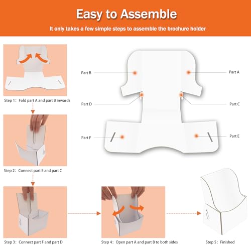 4 Pcs Cardboard Brochure Holder 4 Inches Brochure Display Stand Countertop Organizer for Pamphlet, Flyer, Booklet, Menu