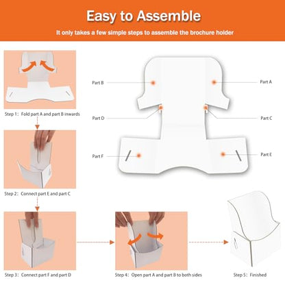 4 Pcs Cardboard Brochure Holder 4 Inches Brochure Display Stand Countertop Organizer for Pamphlet, Flyer, Booklet, Menu