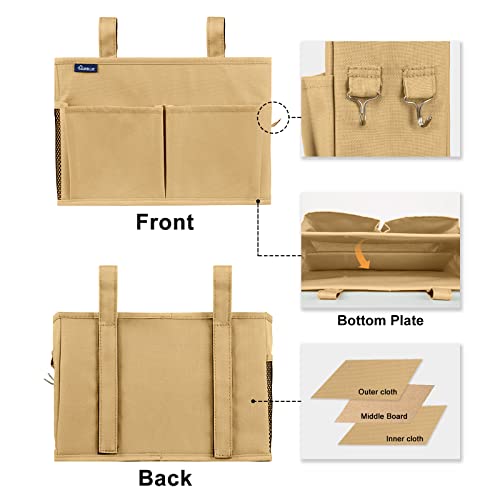 Surblue Bedside Caddy Hanging Organizer Bedside Storage Bag for Bunk and Hospital Beds (Small, Khaki) - color: Khaki, size: Small