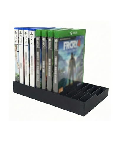 Video Game Storage Tower for PS5 / PS4 / Xbox Series X/Xbox One Game Cases, 12-Disc Capacity DVD & Blu-Ray Organizer Stand, Anti-Slip ABS Desktop Rack, No Assembly Required (1, Black) - color: Black