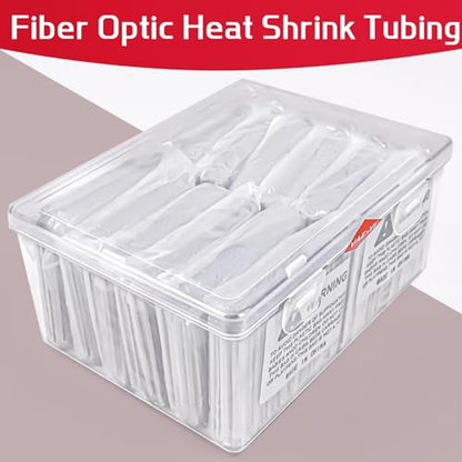 1200 pcs Fiber Splice Tube Splice Sleeves(2.6mm diam, 60mm Length) with Tool Box Fusion Fiber Optic Cable Heat Shrinks Tubing 304 Stainless Steel PE Clear Bare Pipe hot melt Protection Tubes