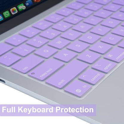 MOSISO Keyboard Cover Skin Compatible with MacBook Air 13.6 inch 2025 M4 A3240/Air 15 inch 2025 M4 A3241/Pro 14 inch 2025 M5 A3434, Purple - color: Purple