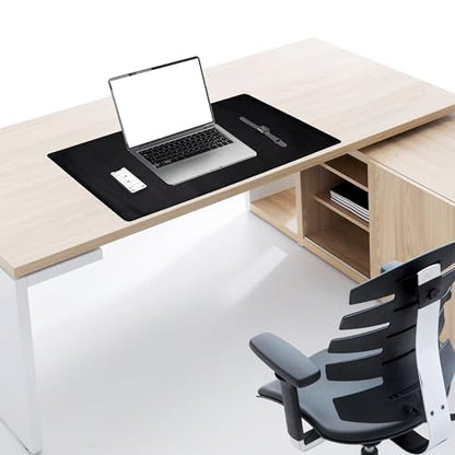 Cossini XL Desk Pad - Large Vegan Leather Desk Mat 17 x 36- Buttery Smooth Writing, Damage Blocking, Non-Slip, Waterproof - Home Office Computer Desk Protector Blotter Laptop Keyboard Mouse Pad - color: Black
