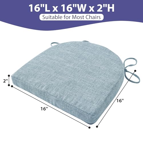 IPYNBAP Chair Cushions for Dining Chairs, Kitchen Chair Cushions, 16'' x 16'' x 2'', Non Slip Indoor Seat Cushions, Chair Pads for Dining Chairs with Ties & Removable Cover, Set of 2, Light Blue - color: Light Blue, size: 2 Count(Pack of 1)