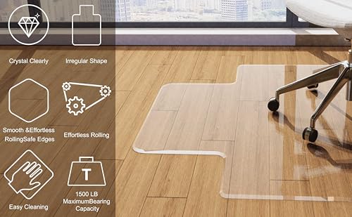 MESAILUP Beveled Edge Office Chair Mat for Carpet or Hardwood Floor, Crystal Clear 36" x 48" Desk Computer Chair Mat with Lip for a Smooth Glide and Easy Roll On/Off, Hard Heavy Duty and Non-Slip Pad - color: Clear, size: 36" x 48"