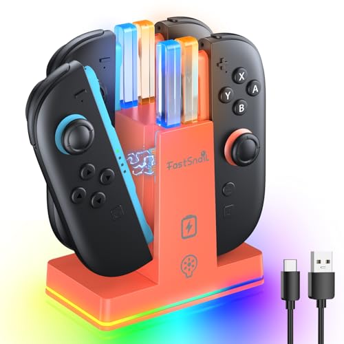 FASTSNAIL Charging Dock for Nintendo Switch 2(2025) for Joy-Con 2, Dual-Direction Magnetic Fast Controller Charger Station with 9 RGB Light & Charging Cable for Joycon 2 Stand Accessories - color: Orange, size: 7.9 inch
