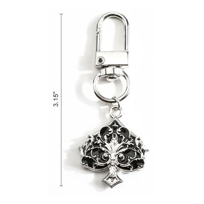 Poker Suit Keychain Club Spade Diamond and Heart Keycharms for Women Unique Game Keyring - color: Spades