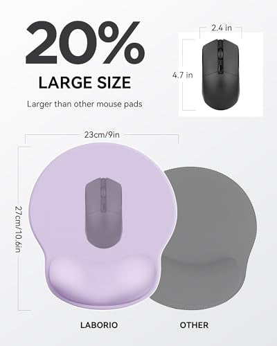 Mouse Pad with Wrist Rest, Ergonomic Mouse Pads for Desk, Office Non-Slip Mousepad with Gel Wrist Support(Lavender, 10.6''L x 9''W) - color: Lavender