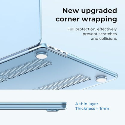 EooCoo Case Compatible with MacBook Air 13 inch M5 2026-2022 Release M4 M3 M2 A3449 A3240 A3113 A2681, Hard Shell&Keyboard Skin Cover&Screen Protector for Mac Air 13.6 inch, Gloss SkyBlue - color: Gloss Skyblue