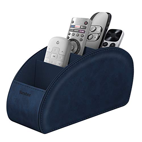 Remote Control Holder with 5 Compartments, KENOBEE Anti-slip Desktop Caddy Storage Organizer for Remote Controllers, Office Supplies, Makeup Brush, Media Accessories, Blue - color: Blue, size: Small