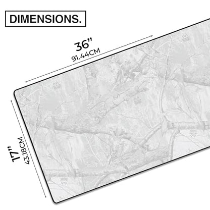 MPCO. Real Tree Large Gaming Desk Pad - 36" x 17" Duraglyde Fabric Edge Snow White – Without Logo Desk Mats - Non-Slip, Washable, Smooth Glide for Precision Gaming & Work - color: Duraglyde Edge Snow White – Without Logo