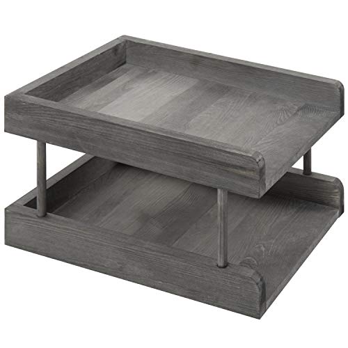 MyGift 2-Tier Rustic Gray Wood Paper File Organizer in and Out Tray/Office Desktop Document Holder Rack - color: Rustic Gray