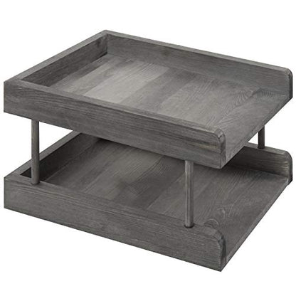 MyGift 2-Tier Rustic Gray Wood Paper File Organizer in and Out Tray/Office Desktop Document Holder Rack - color: Rustic Gray