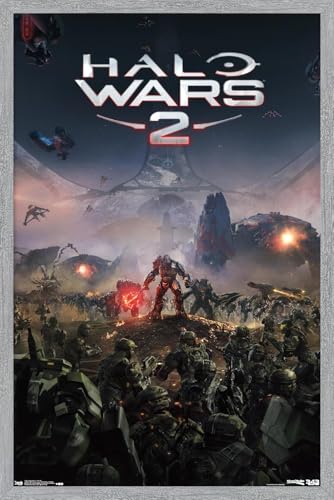 Halo: Halo Wars 2 - Key Art Wall Poster, 22.4L" x 14.7W", Gray Framed Version - color: Gray Framed Version, size: 22.4"L x 14.7"W