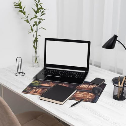 Anime Scene Desk Mat Large Mouse Pad Gaming Mousepad 31.5 x 15.8 in | Desk Pad for Keyboard and Mouse, Large Non-Slip Rubber Base Mousepad Desk Mat with Stitched Edges for Gaming Office - color: Anime Architecture